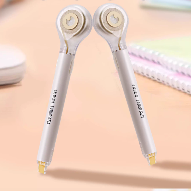 乐普升米黄色隐形修正带小学生专用隐形原纸色米色本色修正带无痕去字笔式米黄色可换替芯涂改带黑科技乐普生