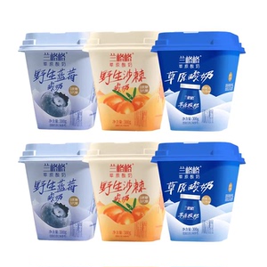 兰格格酸奶草原野生蓝莓+野生沙棘+原味300g*6杯0蔗糖低温奶