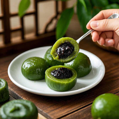 三味奇杜仲叶青团国风腰封设计