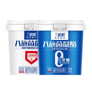 兰格格草原酸奶八旗菌0蔗糖/原味凝酪760g*2 八种活的益生菌酸奶