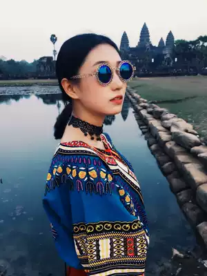 Cat Hotel Ethnic style hippie printed geometric top Dress Travel outfit Couple outfit