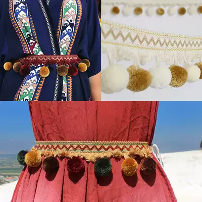 Cat Hotel homemade vacation Bohemian belt National style hair ball Thai tassel waist chain accessories