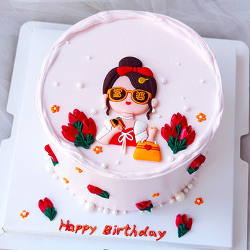 Baking cake decoration ornaments rich woman get rich plug-in