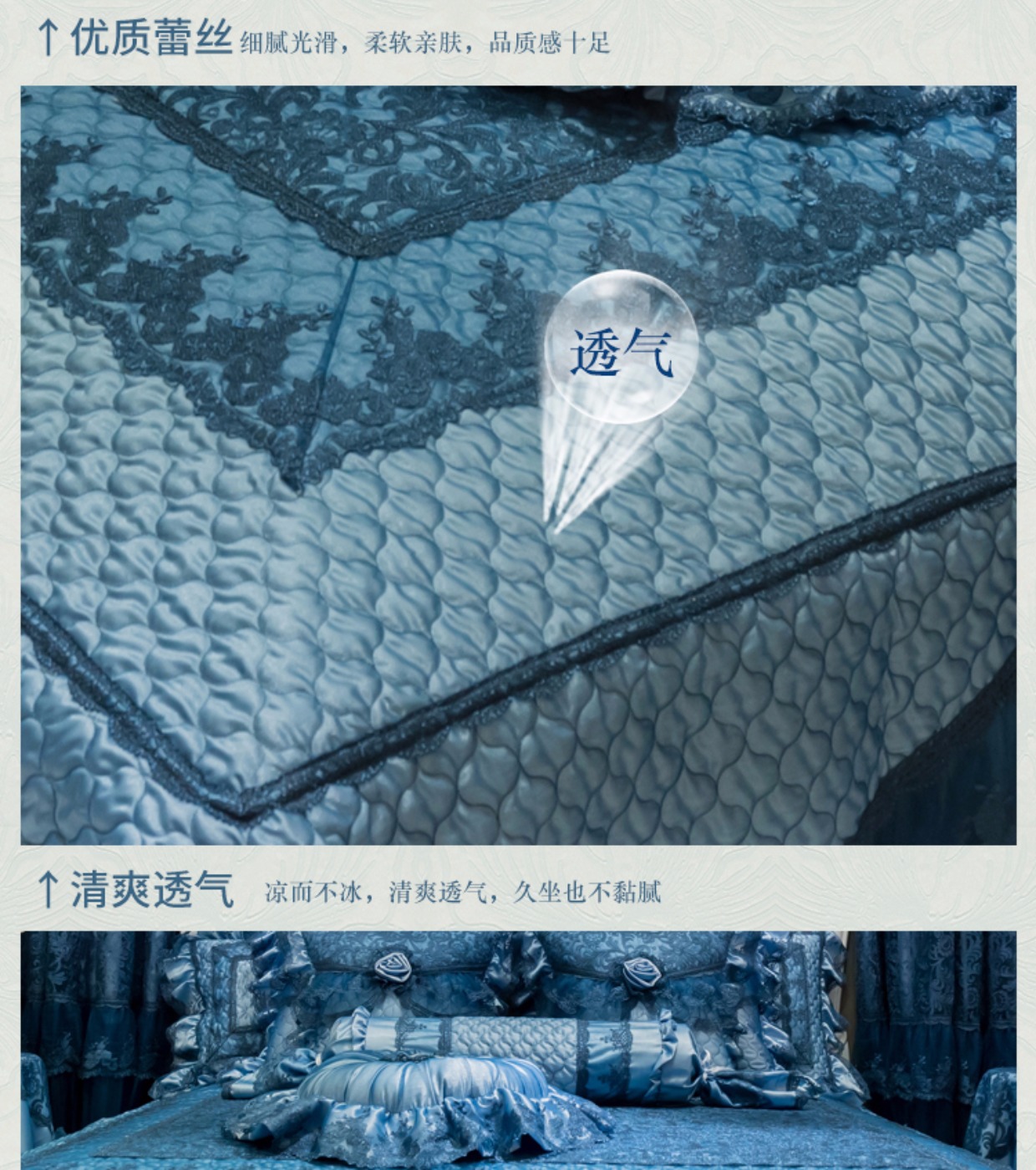 Jiaqi Jindou đậu giường ba bộ đám cưới cao cấp châu Âu ren giường sang trọng đôi giường tùy chỉnh drap giường mát lạnh