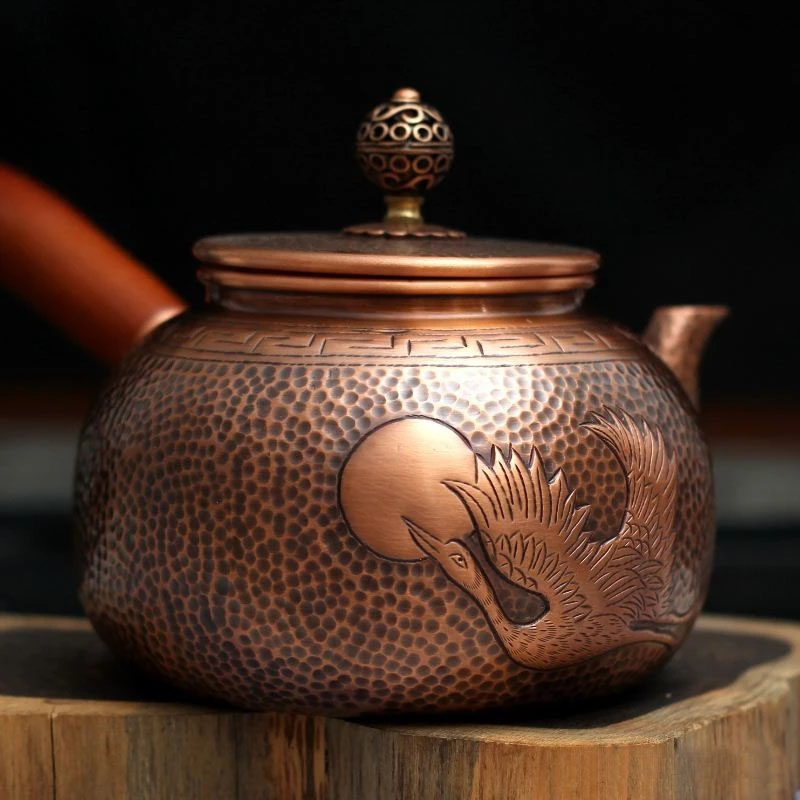North Vietnam Japan Copper Kettle Household cooking teapot for teapot and high end side of crane dance Pure Bronze Kung fu teapot