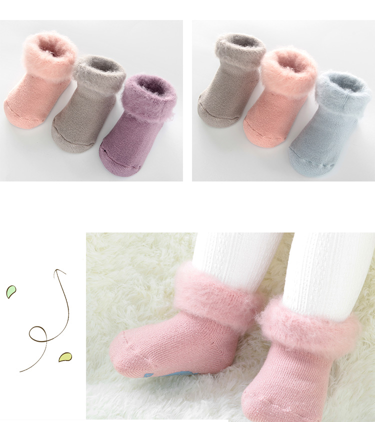 Vớ chống trượt cho bé Mùa thu và mùa đông dày cộng với tất nhung cho bé Giữ ấm cho bé bằng vớ cotton 1-3 tuổi thời trang bé trai
