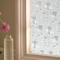 Static frosted glass sticker light transmission opaque 3d hibiscus flower toilet kitchen moving door gel-free window adhesive film