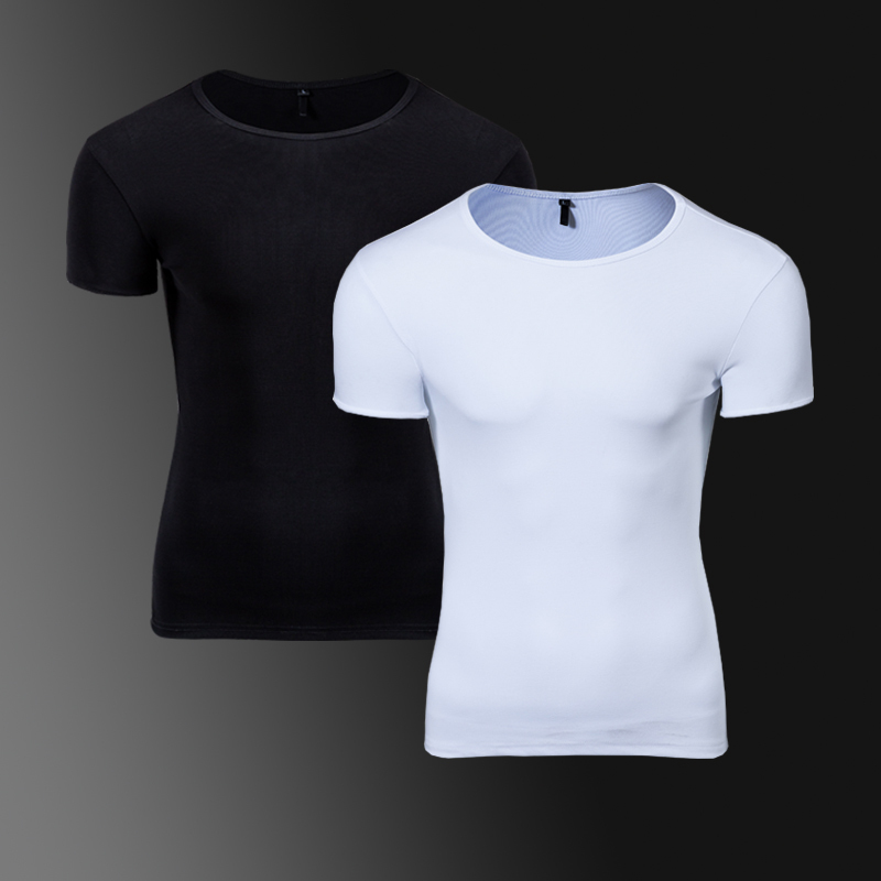 Short-Sleeve Men's T-Shirt, Round Neck, Slim Fit, Half-Sleeve, Tight-Fitting, Solid Color, Pure Cotton, Fitness Clothing, Close-Fitting Base Layer, Trendy