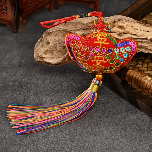 Китайская маленькая подвеска, китайский защитный амулет, мешочек, с вышивкой, китайский стиль