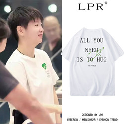 Sun Yingsha's Same Heart Printed Cotton Short-Sleeved T-Shirt 2025 Summer Loose Casual Sports Cultural Shirt Clothes