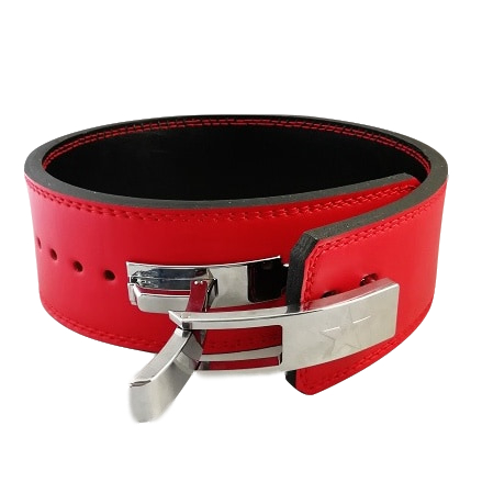 Red and black bifacial power lifting belt H V angle Viper lever buckle 13mm pure cow leather deep squatting Hard pull fitness protective gear