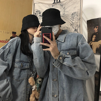 Harajuku wind couple Joker denim jacket mens casual spring and autumn jacket Korean trend loose Tide brand ins jacket