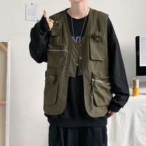Frock vest boys loose functional wind outside lap outside wearing sleeveless jacket Spring and autumn season Korean version of trend Chauchio Machia