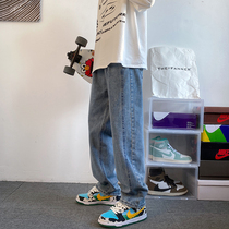 2021 new jeans men loose straight drum fall casual long pants mens spring and autumn clothes 90% pants