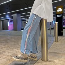 Pants Mens Spring Autumn Season Tide Signs Ins Port Wind Row Buttons Straight Barrel Casual Pants Korean Version Trend 100 Hitch Loose Sports Pants