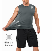 Technical fabric quick-drying high-elasticity breathable sleeveless vest for mens outdoor sports and leisure hiking and commuting