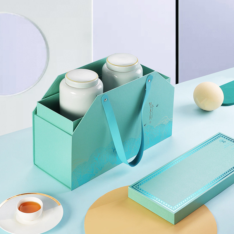 Green tea ceramic tea ceremony box empty box upscale packaging box Longjing Snail Spring White Tea Golden Bud half catty custom