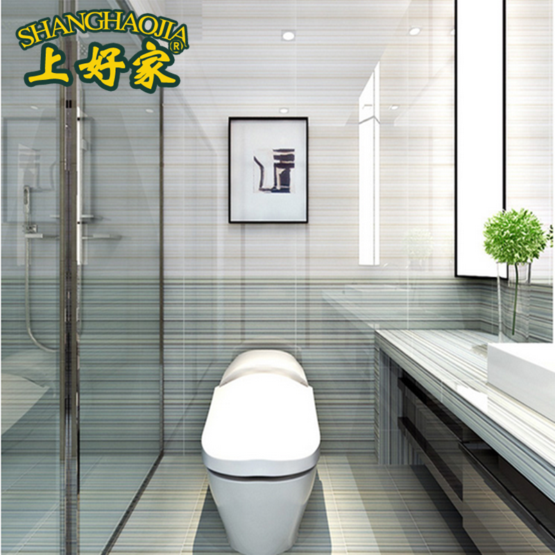 Blue Striped Makeup Room Kitchen Magnetic Brick Toilet Bathroom Wall Brick Anti Slip Imitation Wood Grain Tile Porcelain Sheet Glazed Face Brick