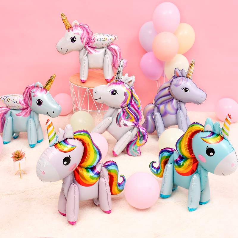 First birthday set party unicorn animal balloon decoration layout boomerang supplies 3d three-dimensional horse shape