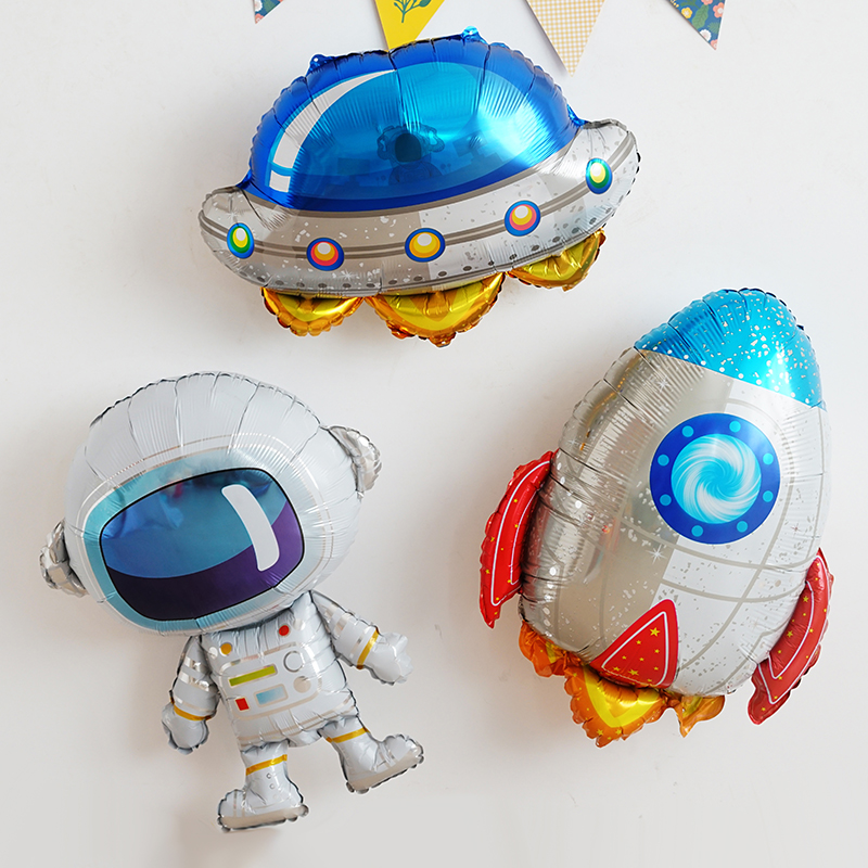 Size astronaut space space theme party balloon decoration decoration Baby birthday background rocket balloon