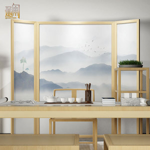 Màn hình Trung Quốc mới Zen phân vùng phòng ngủ trang trí phòng khách đơn giản hiện đại hiên georgette gỗ rắn màn hình ghế di động - Màn hình / Cửa sổ
