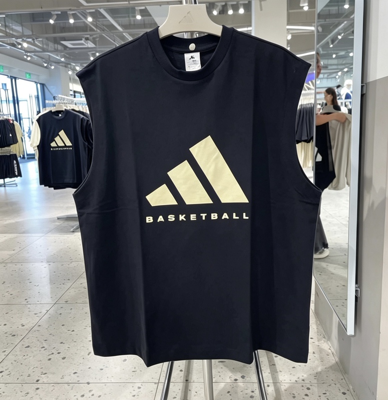 Adidas Adidas Basketball Short-Sleeved T-Shirt Men's Summer Loose Round Neck Sports Casual Sleeveless Vest Jy020