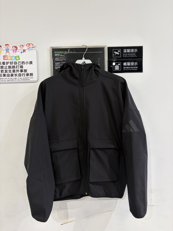 Adidas Adidas Soft Shell Jacket Men's Autumn and Winter Fleece-Lined Windproof and Water-Repellent Jacket Jf3300