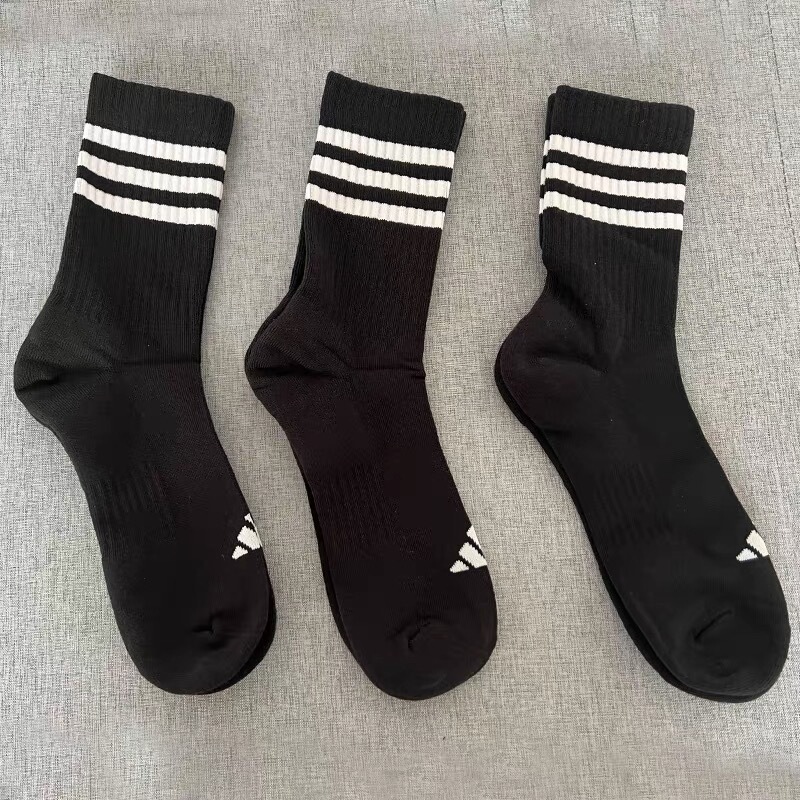Adidas Mid-Calf Socks for Men and Women, Towel Bottom Cushioning Sports Socks, Basketball Socks, Sweat-Absorbent Socks Jn4866