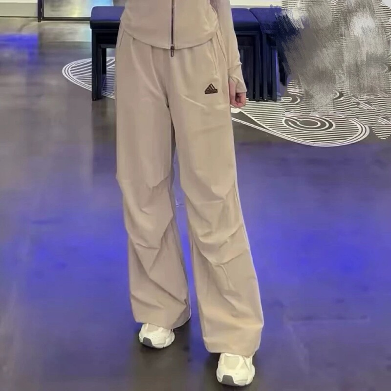 Adidas Straight-Leg Pants for Women, Spring and Summer Thin Quick-Drying Breathable Loose Wide-Leg Parachute Pants Jj1100