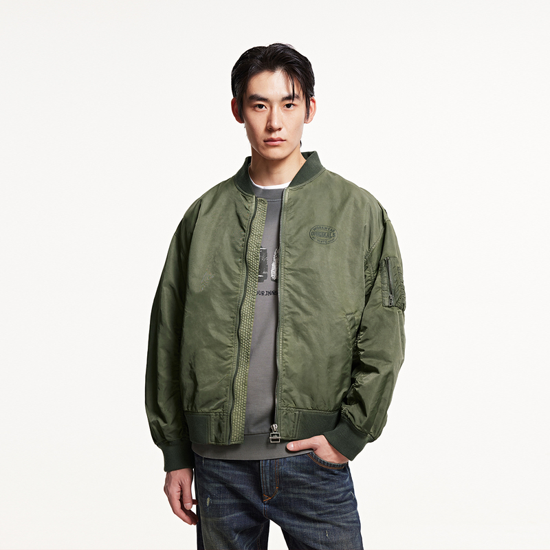Jack & Jones Winter Fashion Versatile Loose Fit Letter Print Vintage Design Jacket Coat for Men
