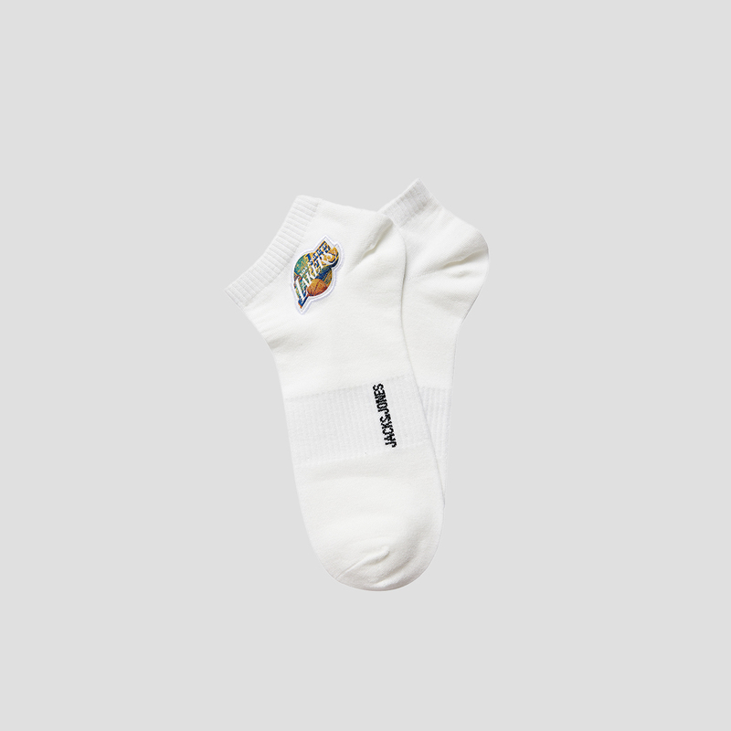 Lingzhi [Nba Co-Branded Lakers] Jack Jones Men's Socks, Simple Daily Wear Short Socks with Patch Decoration