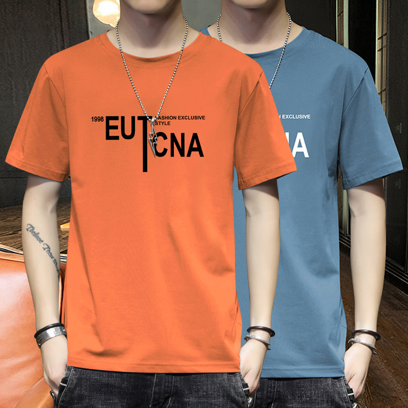 Short sleeve T-shirt male summer thin style handsome pure cotton round collar 100 lap blouses 2021 new fashion casual men's clothing