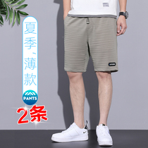 Summer Ice Silk thin casual shorts mens loose straight tube quick-drying air conditioning sweatpants outside wearing breathable beach pants