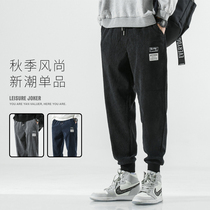 Men Casual Pants Light Core Suede Winter 2021 New Loose Bundles Footed Korean version Trend elastic 100 lap Harun trousers