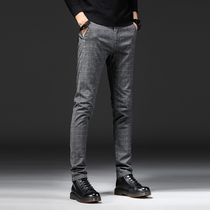 Mens casual pants mens Korean version of the trend slim foot pants boys loose straight business long West pants boys