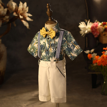 Year Old Dress Male baby Childrens birthday Feast small suit boy Flower Boy Yinglun Wind short sleeve Western-style suit Xia