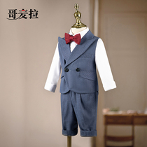 Year Old Dress Man Bao 2022 New Children Flower Boy Waistcoat Suit Suit Boy Birthday Banquet Gentleman West Suit Autumn