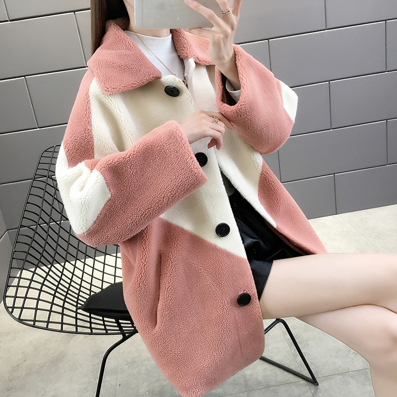 East Gate phụ nữ áo len cừu 2019 mới của Hàn Quốc phiên bản của dày hạt ngắn nhung cardigan phụ nữ đầu mùa thu / mùa đông