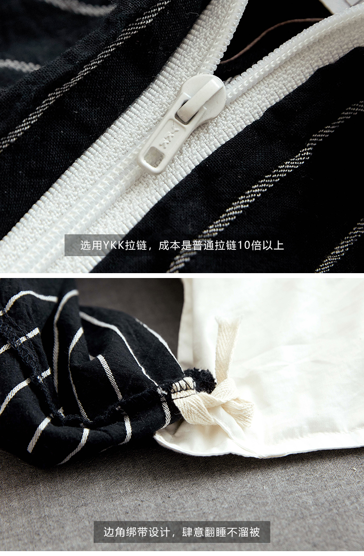Kiểu Nhật denim in bông màu xám bông rửa ròng bông màu đỏ rắn đơn giản giường lanh khí quyển Bắc Âu - Bộ đồ giường bốn mảnh chăn ga gối đệm hanvico giảm giá