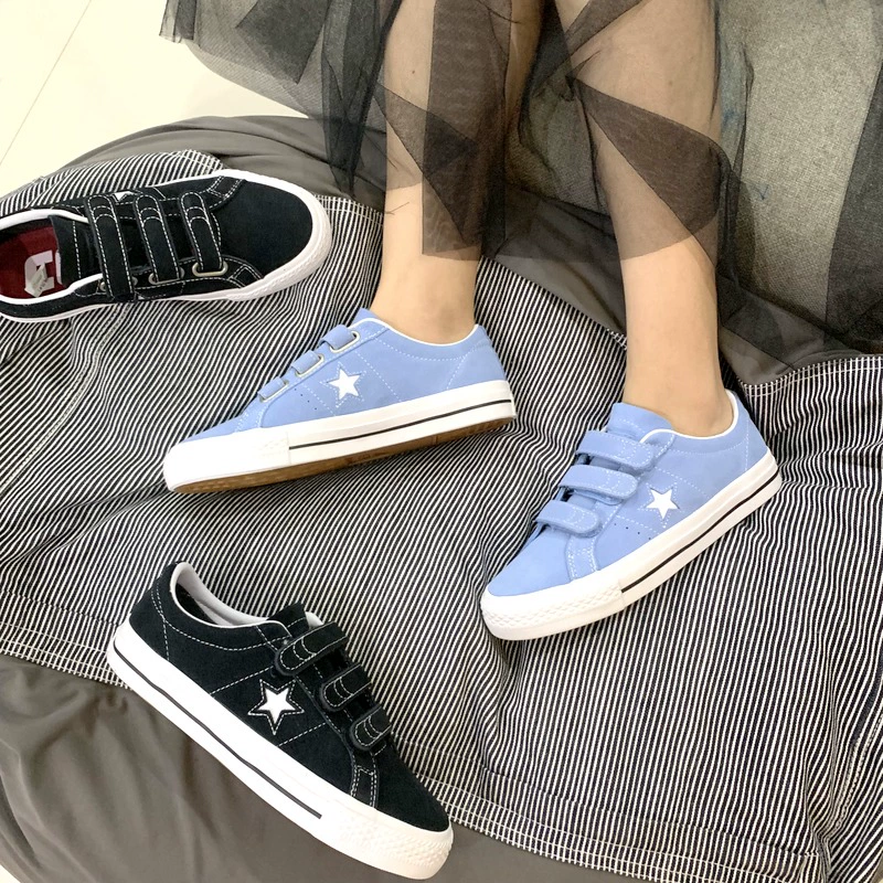 Converse One Star Pro 3V da mờ Velcro nam và nữ giày đế bằng 162518c 162519c - Dép / giày thường