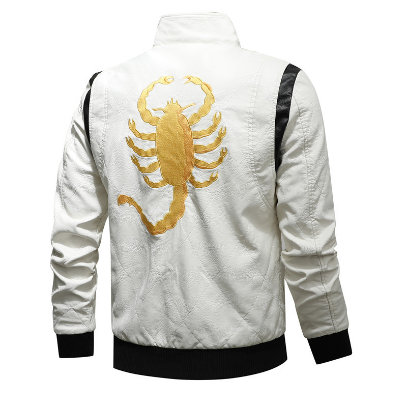 Outlaw Driving same style clothing High Commander Scorpion jacket men's PU leather coat embroidered stand collar knitted men's jacket