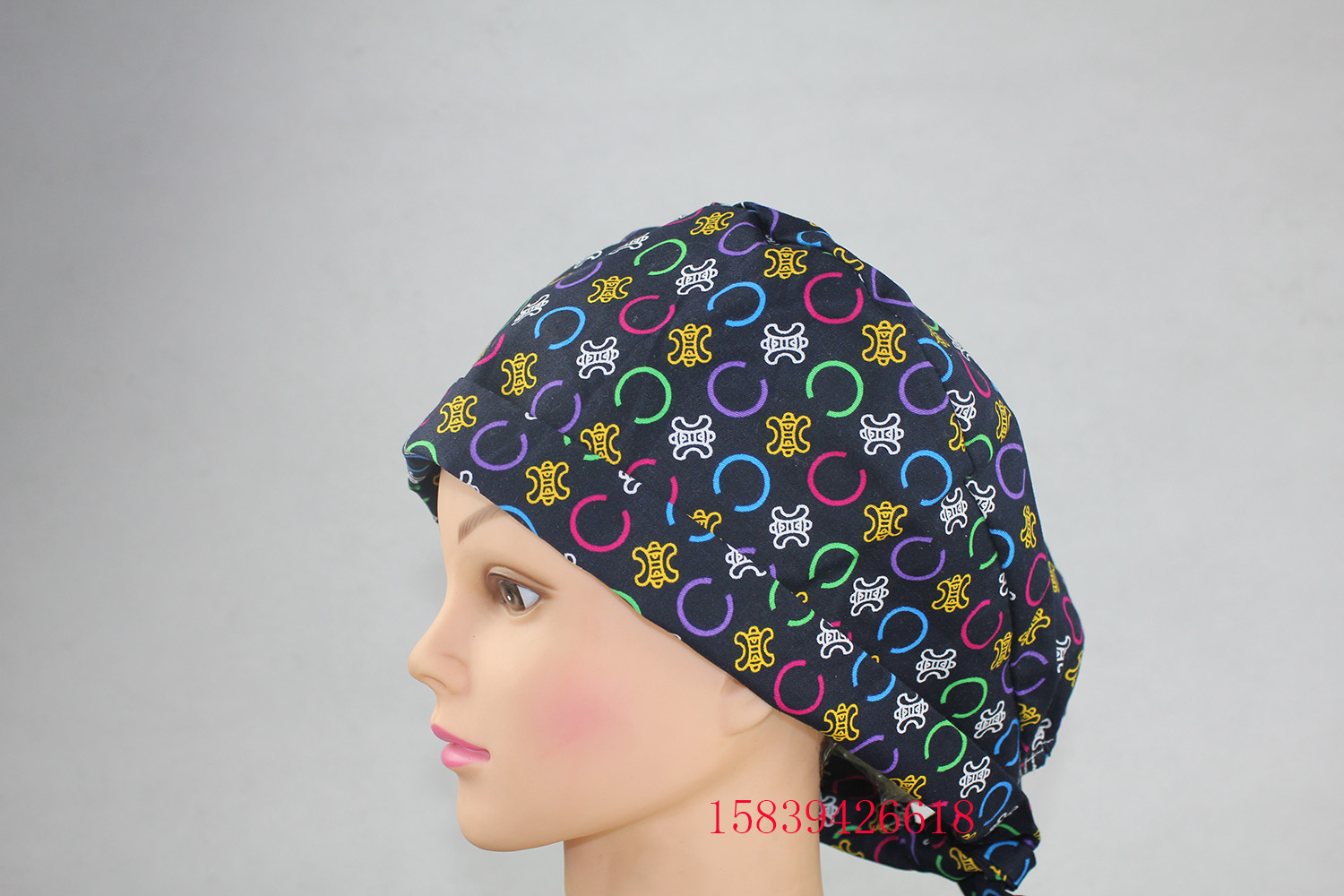 European and American cotton operating room cap doctor nurse cap printing cap puffed gourd cap purple men's and women's long and short hair use