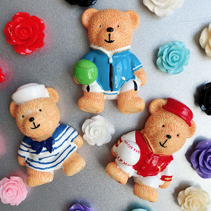 Cute bear cartoon three-dimensional animation creative refrigerator sticker magnet magnet decoration home decoration Magnetic message sticker