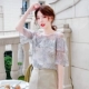 Thời trang hàn quốc phụ nữ 2021 mùa xuân và mùa hè mới áo voan ren trong phong cách phương tây ngắn tay áo sơ mi siêu cổ tích nữ xu hướng - Áo sơ mi chiffon ren
