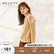 MECITY female corduroy base semi-high neck pit slim slim pullover sweater