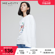 MECITY Women Dress Winter Casual Chic Printed Irregular Downswing Long Sleeve Head Round Neckline 513901