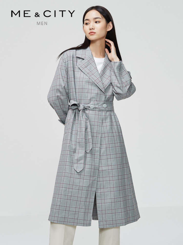 Wool-blend MECITY Women's Woven Business Suit Cold Wind silhouette Woven VINTAGE plaid Jacket