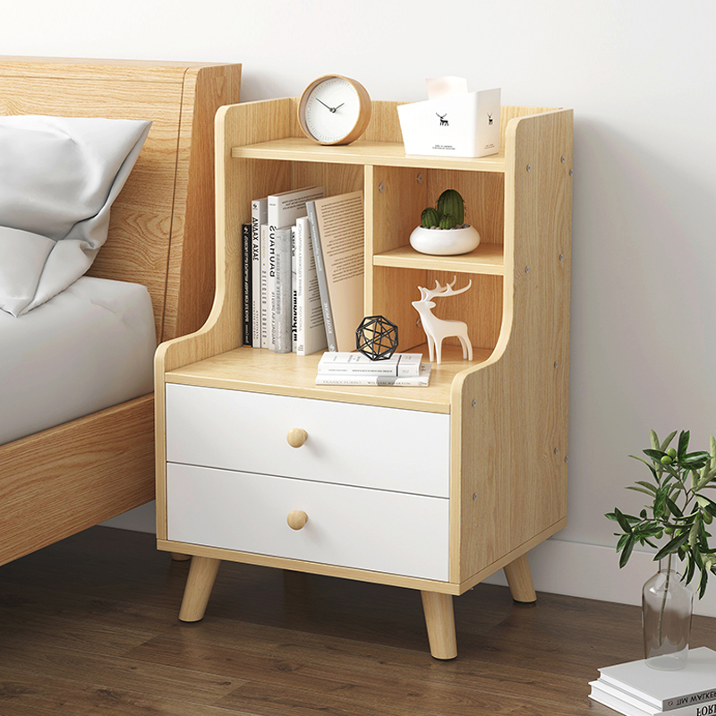 Nordic bedside table solid wood leg rack simple storage cabinet modern simple storage cabinet bedroom bedside cabinet