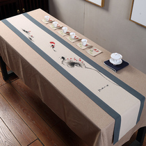 Tea mat new Chinese table flag Japanese cotton table long strip tea table cloth simple modern tea flag Zen custom