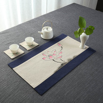 Table mat fabric tea mat table flag hand-painted cotton and linen double layer thick non-slip Western food household small insulation mat